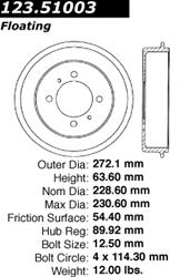 Centric C-Tek Standard Brake Drums 123.51003