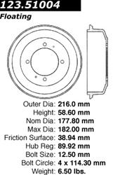Centric C-Tek Standard Brake Drums 123.51004