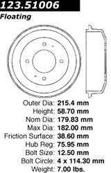 Centric C-Tek Standard Brake Drums 123.51006