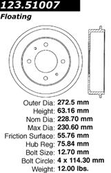 Centric C-Tek Standard Brake Drums 123.51007