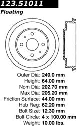 Centric C-Tek Standard Brake Drums 123.51011