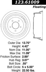 Centric C-Tek Standard Brake Drums 123.61009