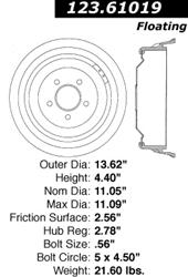 Centric C-Tek Standard Brake Drums 123.61019