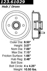 Centric C-Tek Standard Brake Drums for 1983-1990 ESCORT, 1986-1988 EXP, 1984-1987 LYNX - 123.61029