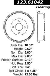Centric C-Tek Standard Brake Drums 123.61042
