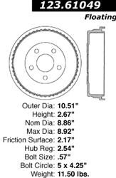 Centric C-Tek Standard Brake Drums 123.61049