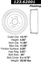 Centric C-Tek Standard Brake Drums 123.62001