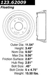 Centric C-Tek Standard Brake Drums 123.62009