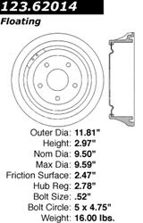 Centric C-Tek Standard Brake Drums 123.62014