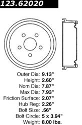 Centric C-Tek Standard Brake Drums 123.62020