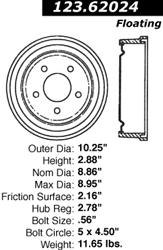 Centric C-Tek Standard Brake Drums 123.62024