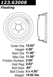 Centric C-Tek Standard Brake Drums 123.63008