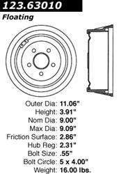 Centric C-Tek Standard Brake Drums 123.63010