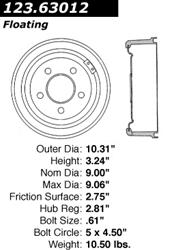 Centric C-Tek Standard Brake Drums 123.63012