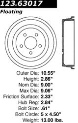 Centric C-Tek Standard Brake Drums 123.63017