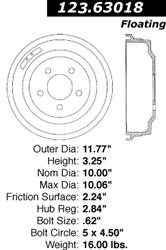 Centric C-Tek Standard Brake Drums 123.63018