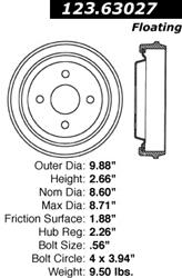 Centric C-Tek Standard Brake Drums 123.63027