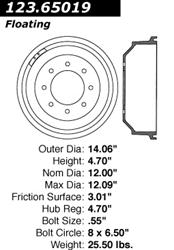 Centric C-Tek Standard Brake Drums 123.65019