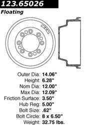 Centric C-Tek Standard Brake Drums 123.65026