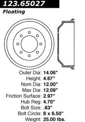 Centric C-Tek Standard Brake Drums 123.65027