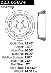 Centric C-Tek Standard Brake Drums 123.65034