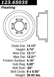 Centric C-Tek Standard Brake Drums 123.65035