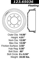 Centric C-Tek Standard Brake Drums 123.65036