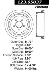 Centric C-Tek Standard Brake Drums 123.65037
