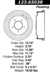 Centric C-Tek Standard Brake Drums 123.65038