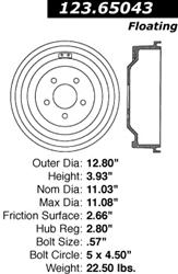 Centric C-Tek Standard Brake Drums 123.65043