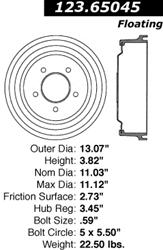 Centric C-Tek Standard Brake Drums 123.65045