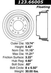Centric C-Tek Standard Brake Drums 123.66005