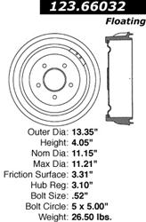 Centric C-Tek Standard Brake Drums 123.66032