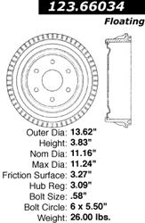 Centric C-Tek Standard Brake Drums 123.66034