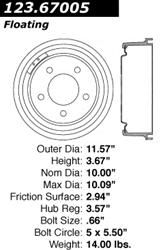 Centric C-Tek Standard Brake Drums 123.67005