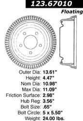 Centric C-Tek Standard Brake Drums 123.67010