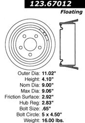 Centric C-Tek Standard Brake Drums 123.67012