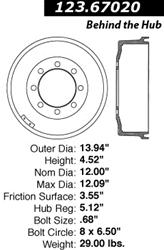 Centric C-Tek Standard Brake Drums 123.67020