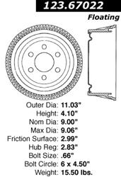 Centric C-Tek Standard Brake Drums 123.67022