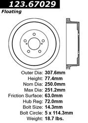 Centric C-Tek Standard Brake Drums 123.67029
