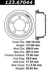 Centric C-Tek Standard Brake Drums for 2005-2011 DAKOTA, 2006-2009 RAIDER - 123.67044