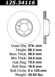 Centric Parts Brake Rotors 125.34116