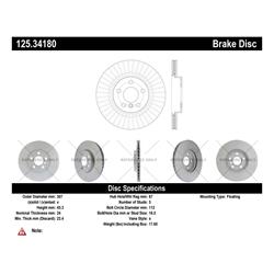 Centric Premium High-Carbon Brake Rotors for 2022-2023 COOPER, 2016-2020 COOPER CLUBMAN, 2017-2020 COOPER COUNTRYMAN - 125.34180