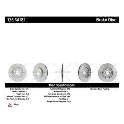 Centric Parts - Brake Rotors for 2017-2020 COOPER COUNTRYMAN, 2016-2022 X1, 2018-2021 X2 - 125.34182