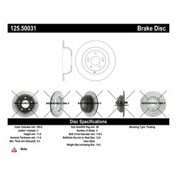 Centric Parts - Brake Rotors for 2015-2020 SORENTO - 125.50031