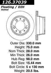 Centric Premium Brake Rotors 126.37039