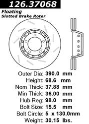 Centric Premium Brake Rotors for 2010-2016 PANAMERA - 126.37068