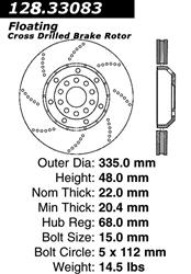 Centric Parts - Brake Rotors for 2003 RS6 - 128.33083