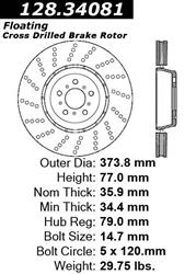 Centric Premium Brake Rotors for 2006-2010 M5, M6 - 128.34081