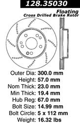 Centric Parts - Brake Rotors for 1993 600SL, 1996-2002 SL500, 1994-2002 SL600 - 128.35030